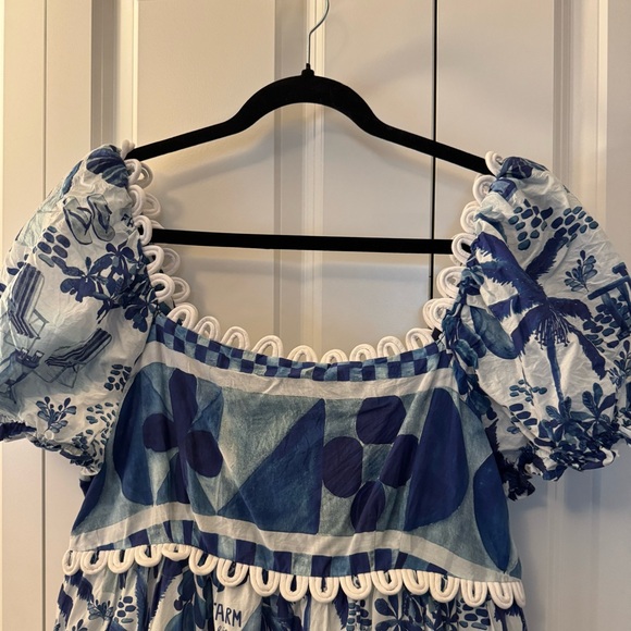 FARM Rio Blue and White Tropical Midi Dress - Picture 2 of 6